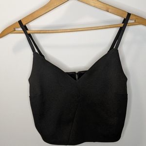 DYNAMITE black sleeveless crop top bustier zipper back party night out basic